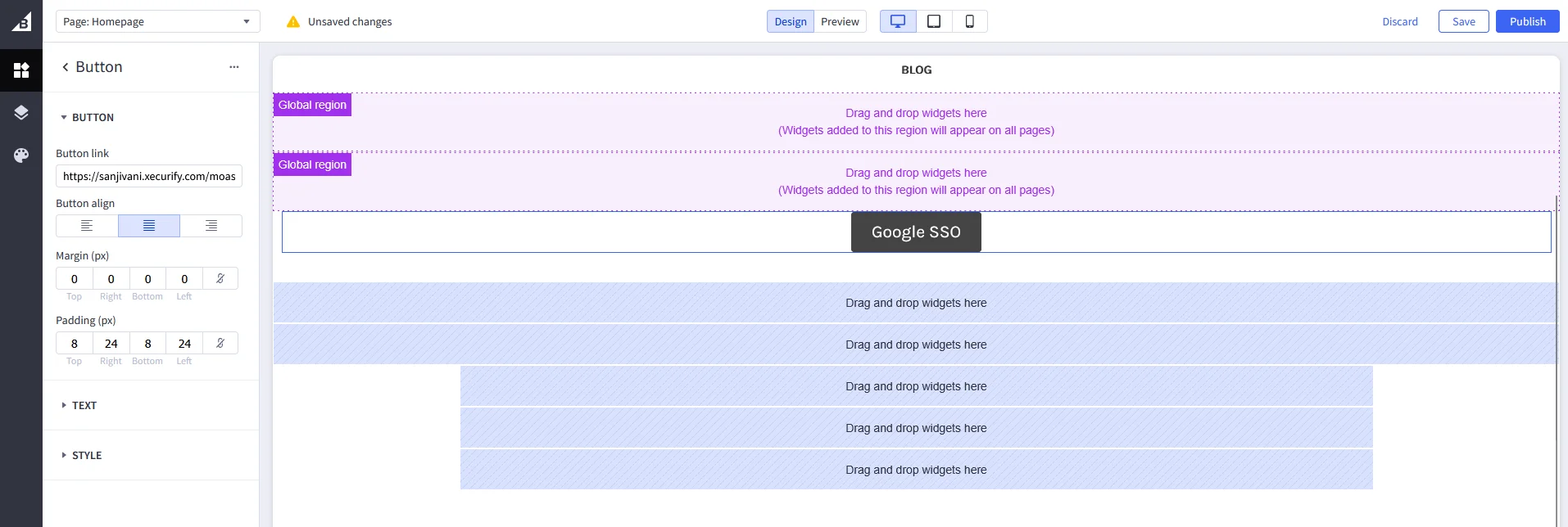 BigCommerce Single Sign-On (SSO): Enter the name and paste newly generated social login url