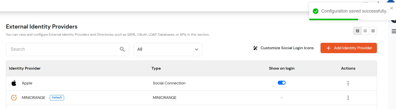 BigCommerce Social Login Single Sign-On: Added successful Apple as Social App