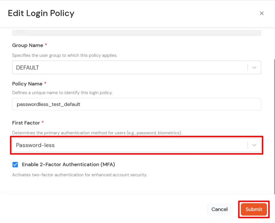 BigCommerce Passwordless login: Edit BigCommerce Policy
