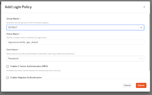 Bigcommerce SSO: Add Login Policy
