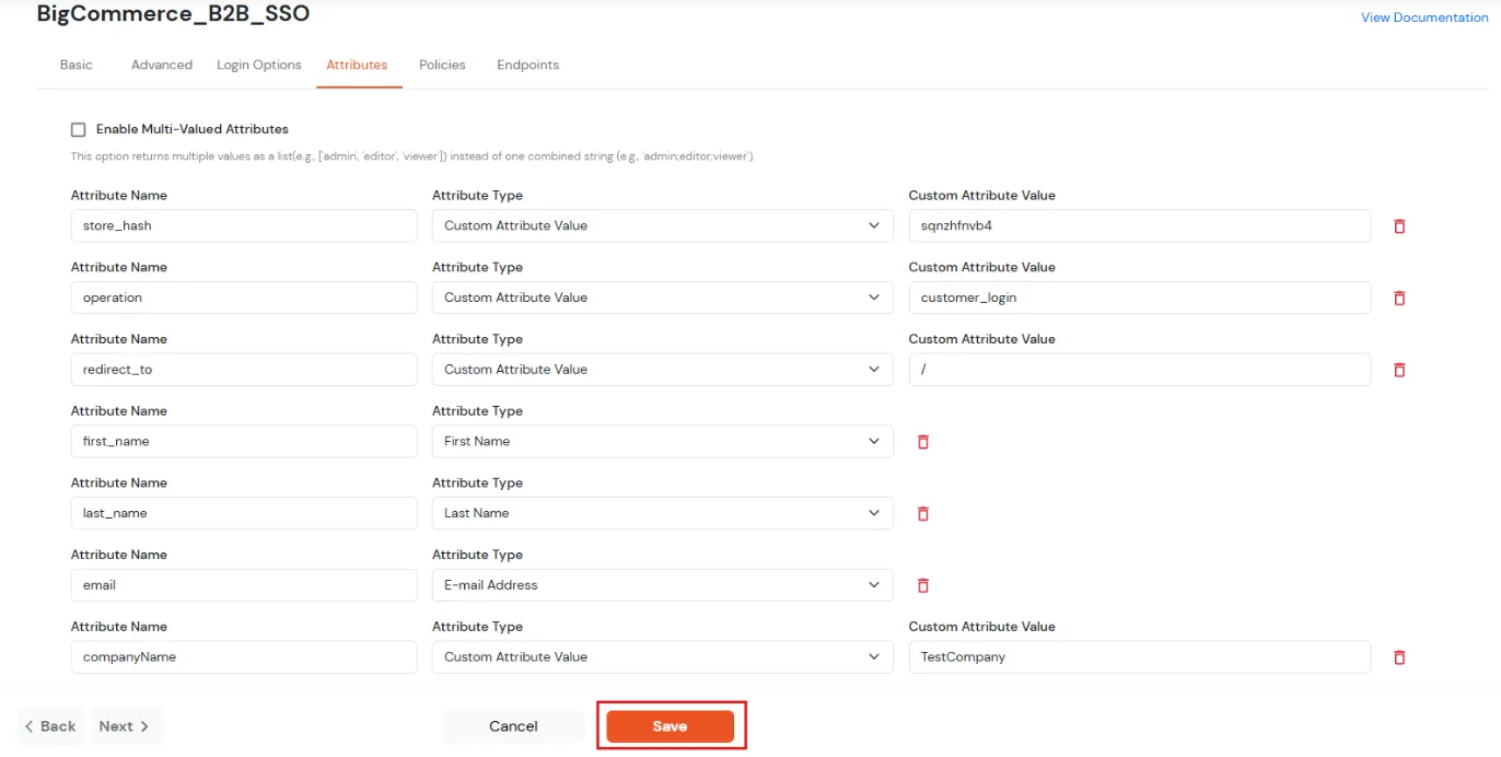 Bigcommerce SSO: Attribute Mapping