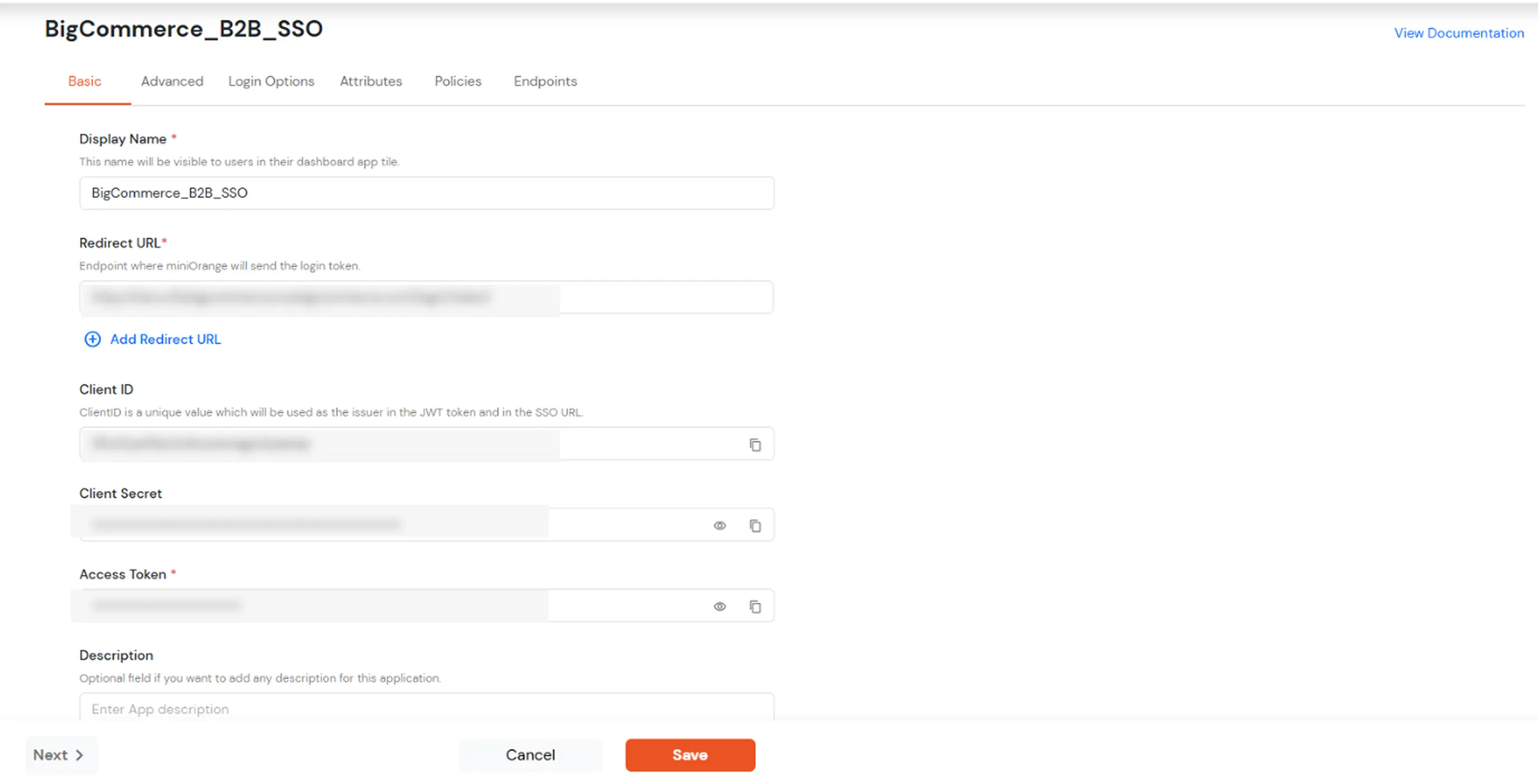 BigCommerce B2B Single Sign On (SSO): Enter Basic details