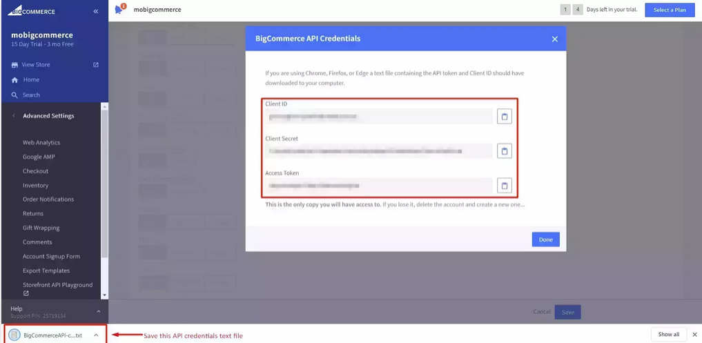 Bigcommerce SSO: Client ID, Client Secret