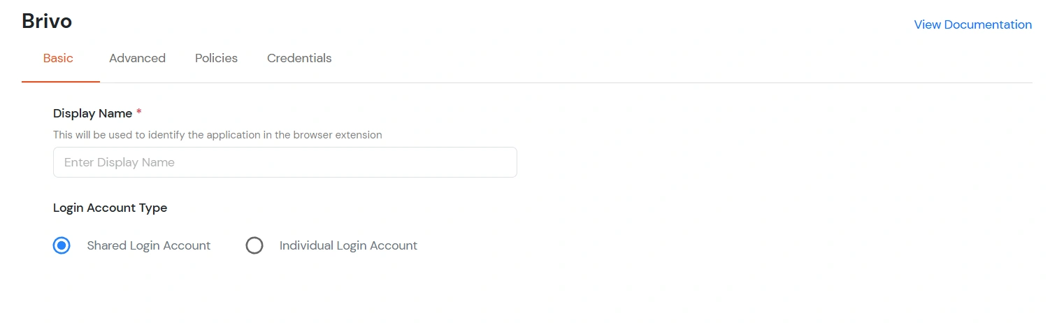 Brivo Single Sign-On (SSO) application name