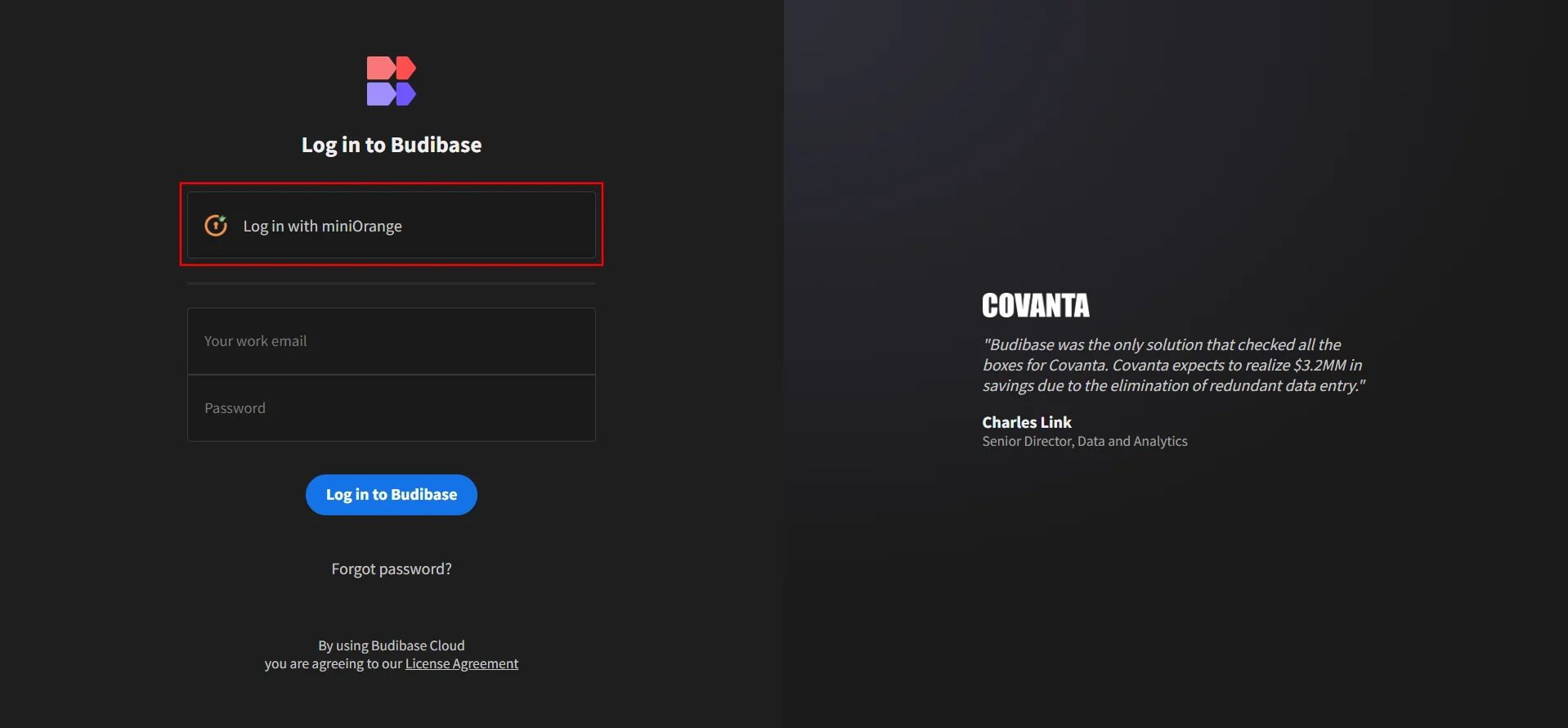 Budibase Single Sign-On (SSO) login
