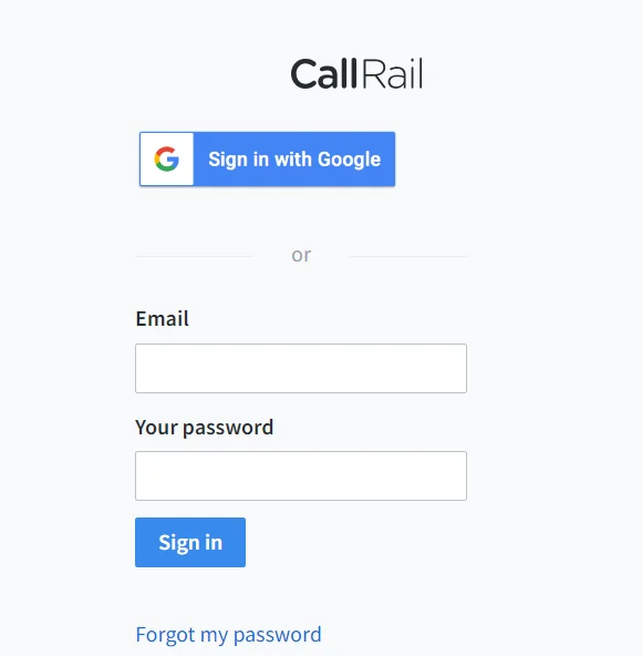 CallRail Single Sign-On (sso) user login page