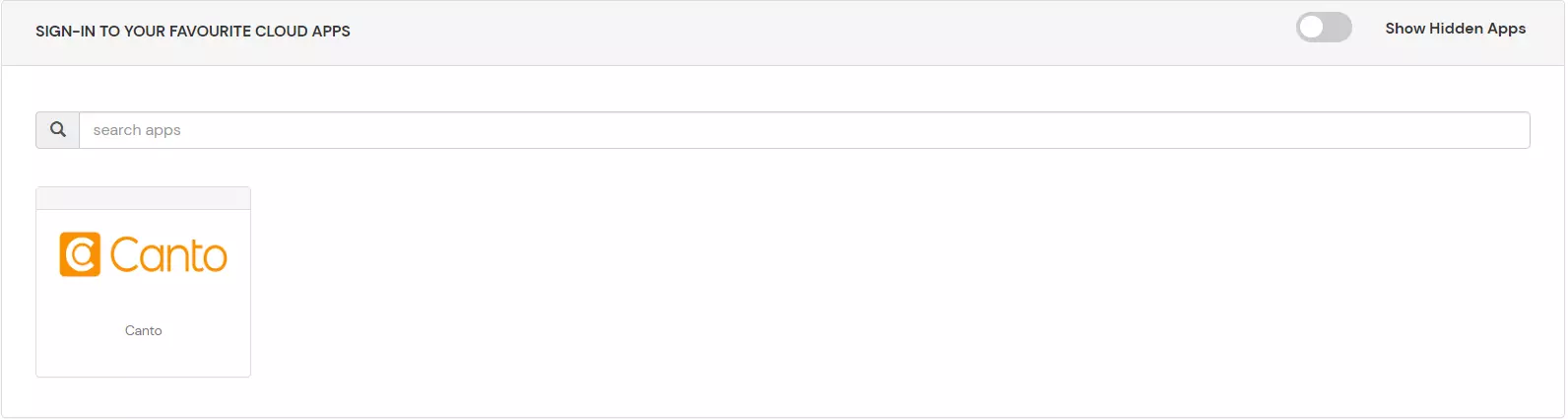Canto Single Sign-On (SSO) manage apps