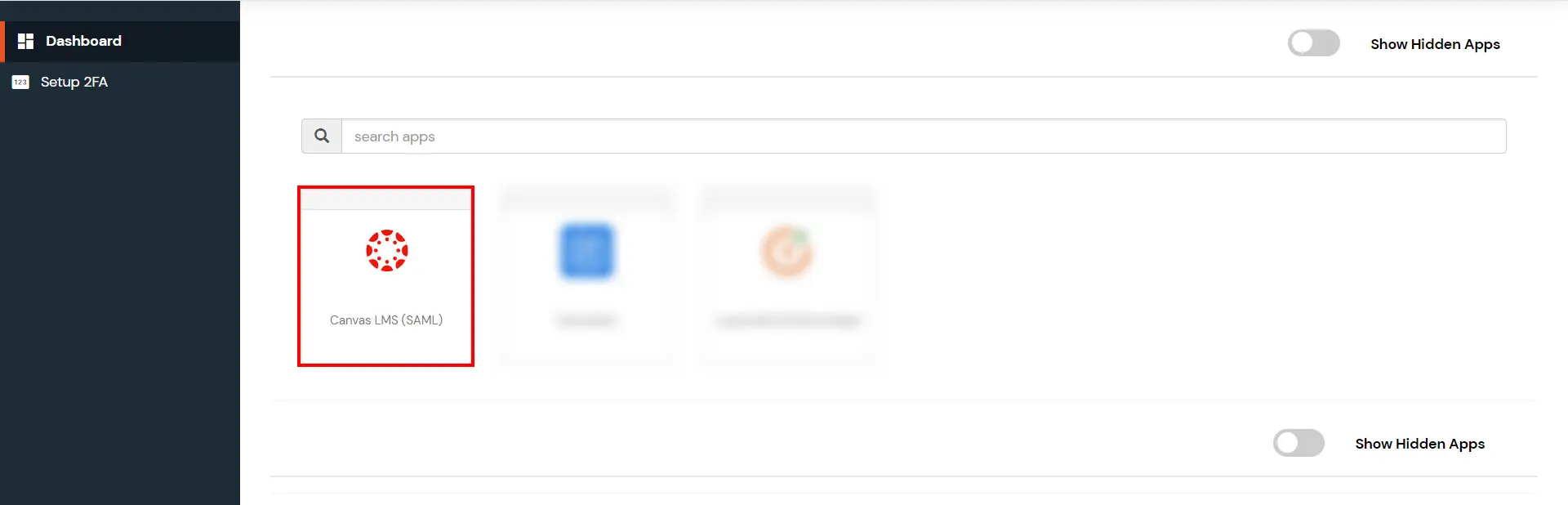 Canvas LMS Single Sign-On (SSO) manage apps