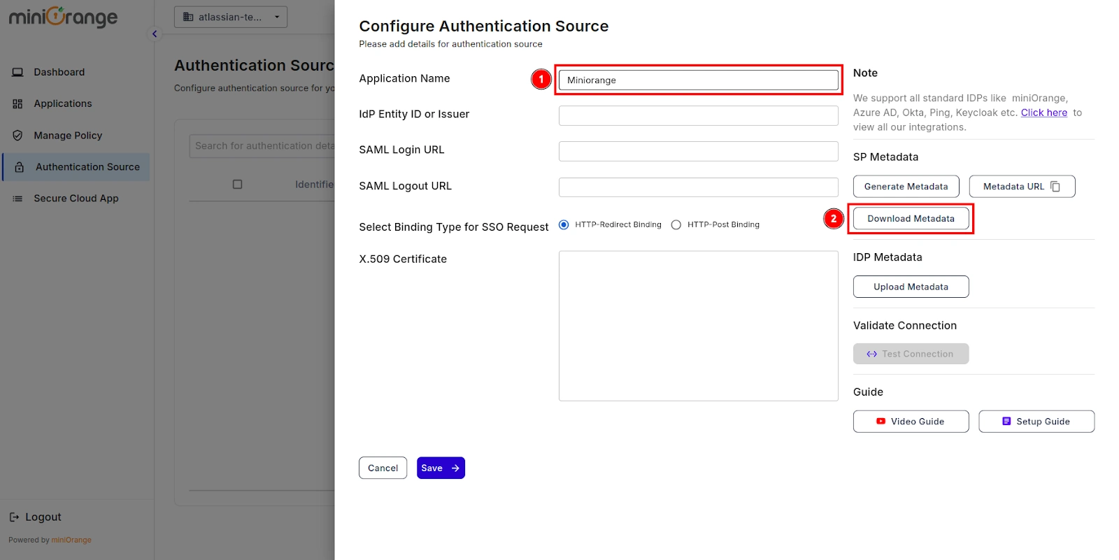 Google CASB Authentication Generate Metadata