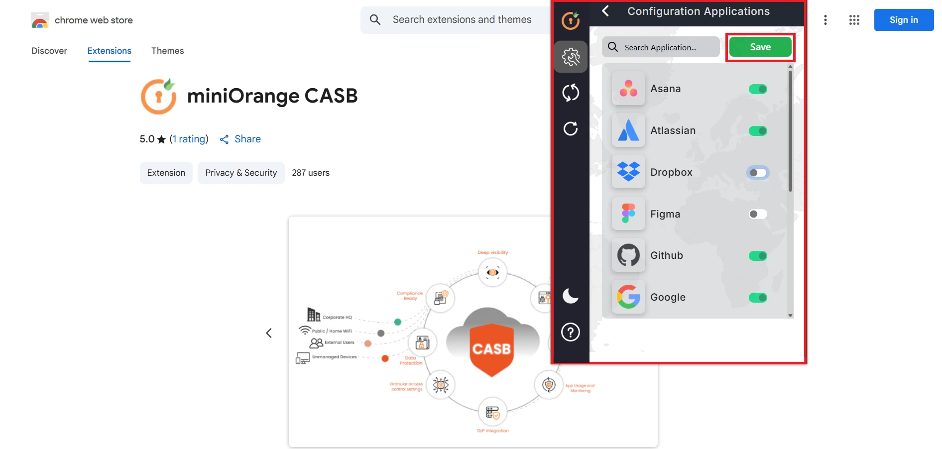 configure Application Extension CASB