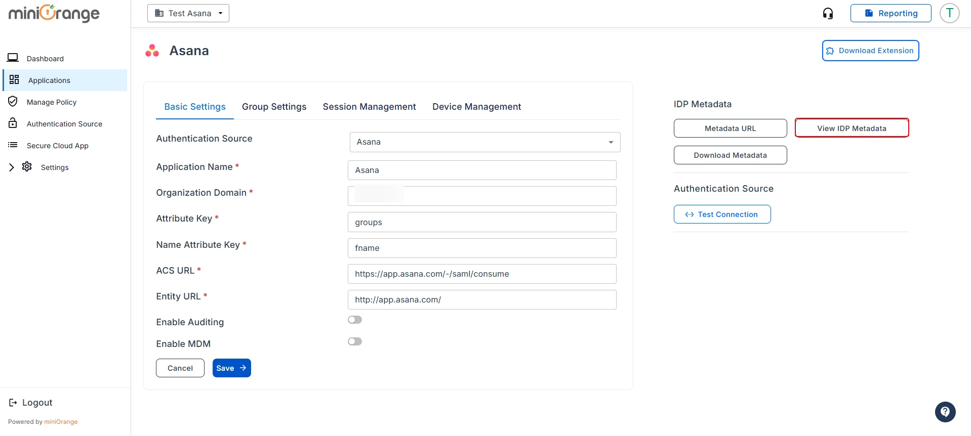 Asana workspace security create group