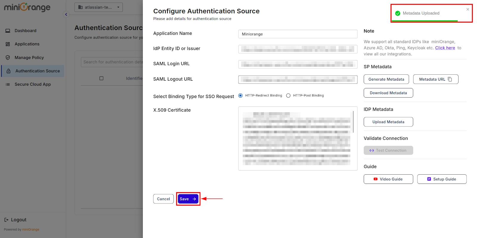 Atlassian CASB  with your Identity Provider- click on save