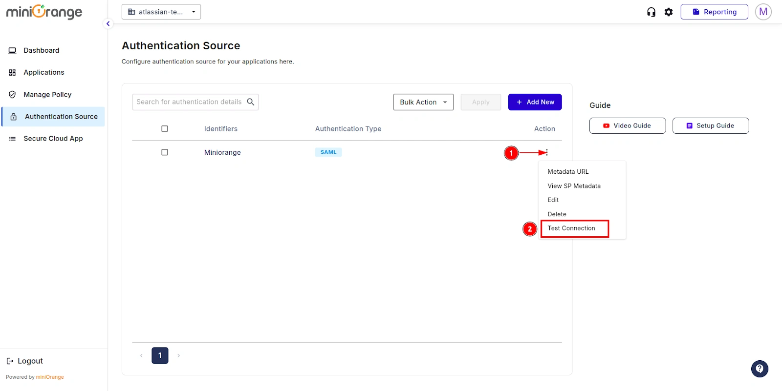 Atlassian CASB  with your Identity Provider- Test Connection