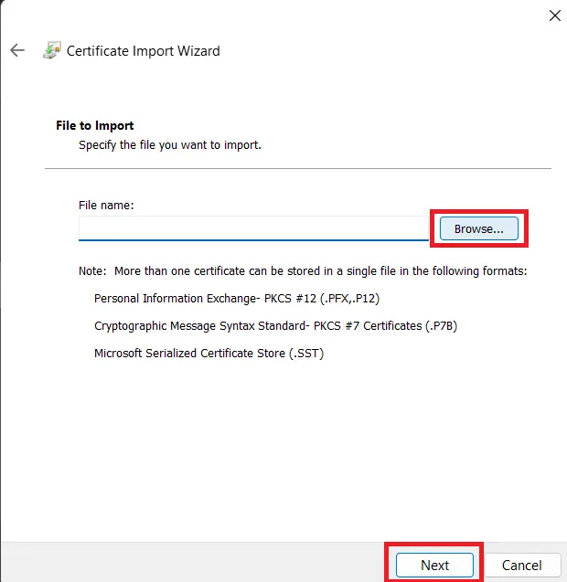 Trusted Certificates Import