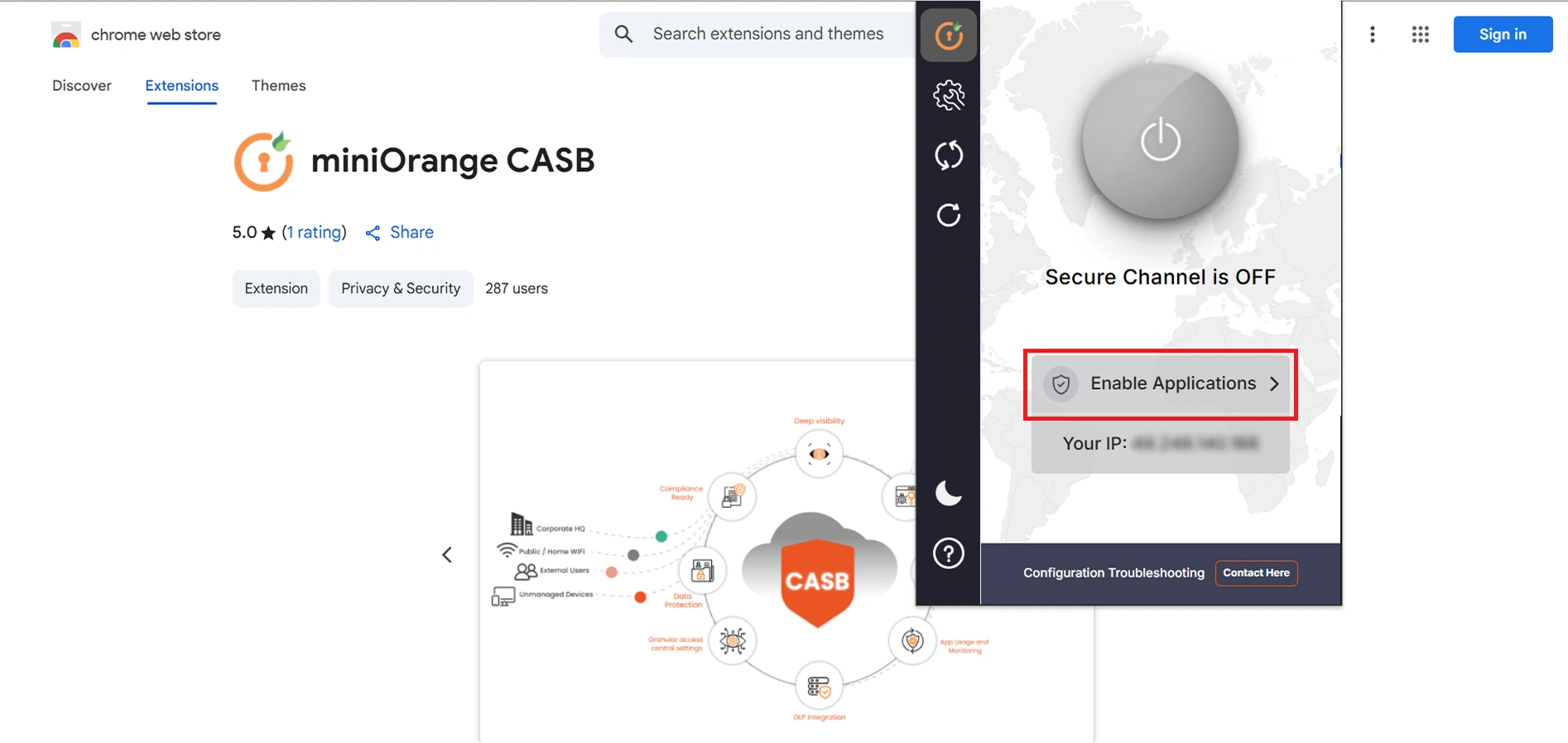 Extension CASB application configure