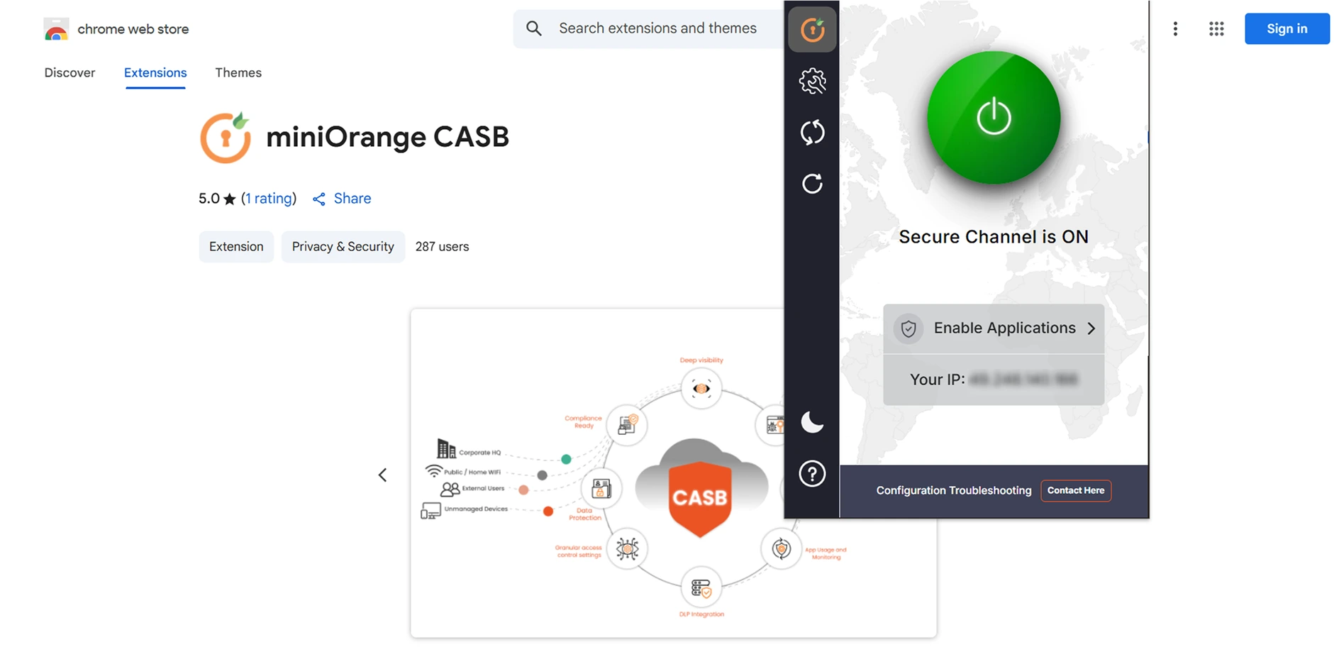 casb extension on channel secure CASB