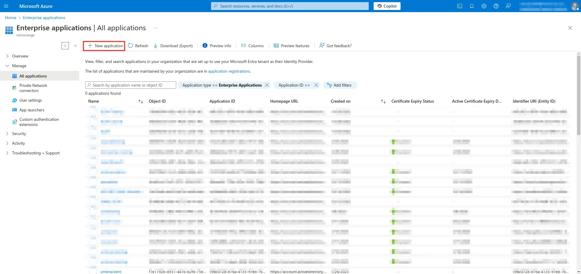 Shopify Non-Plus Admin SSO with Microsoft Entra ID-click on new application | microsoft entra sso shopify