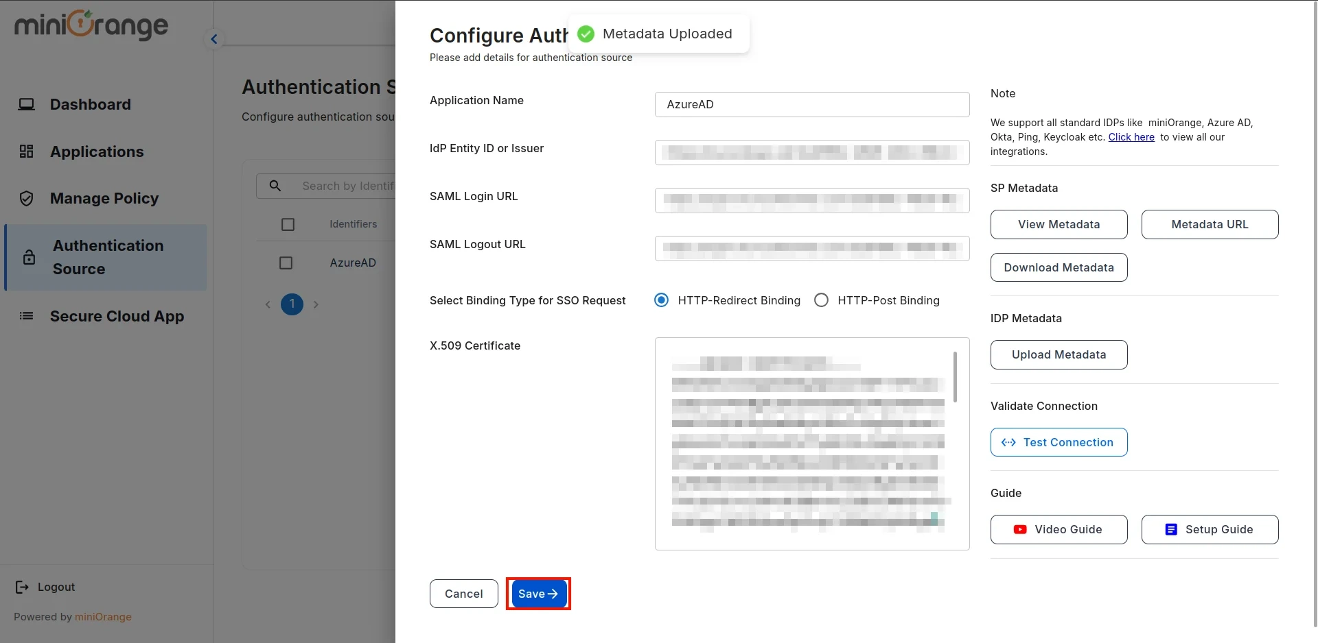 Shopify Non-Plus Admin SSO with Microsoft Entra ID- click save | entra single sign on shopify