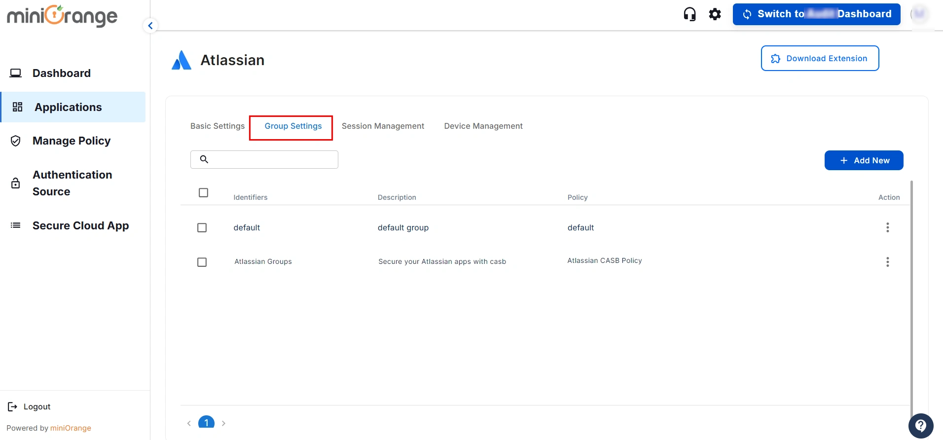 Atlassian CASB Group Settings all configured groups