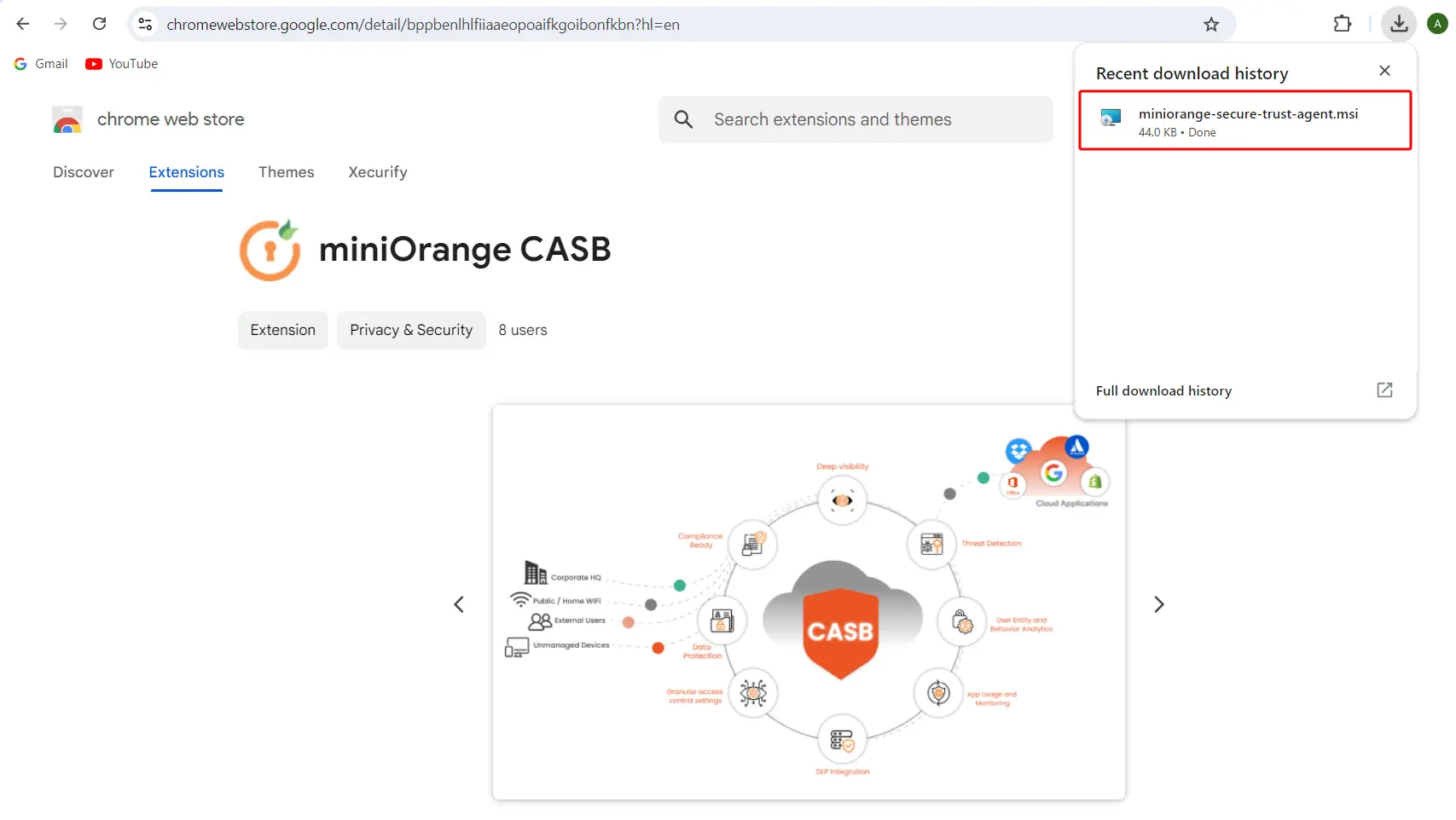 downloaded CASB secure agent