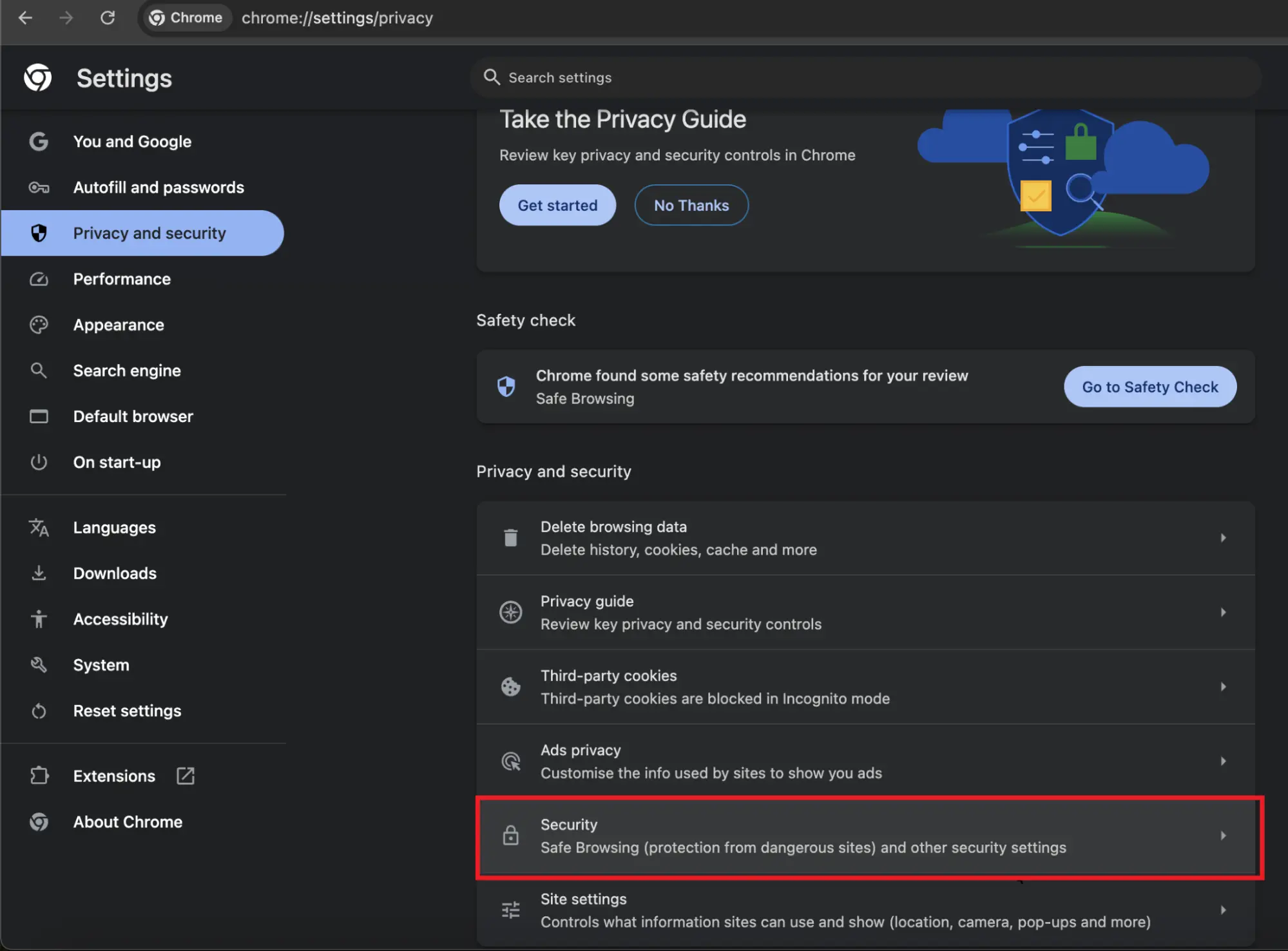 Windows Privacy and Security Setting