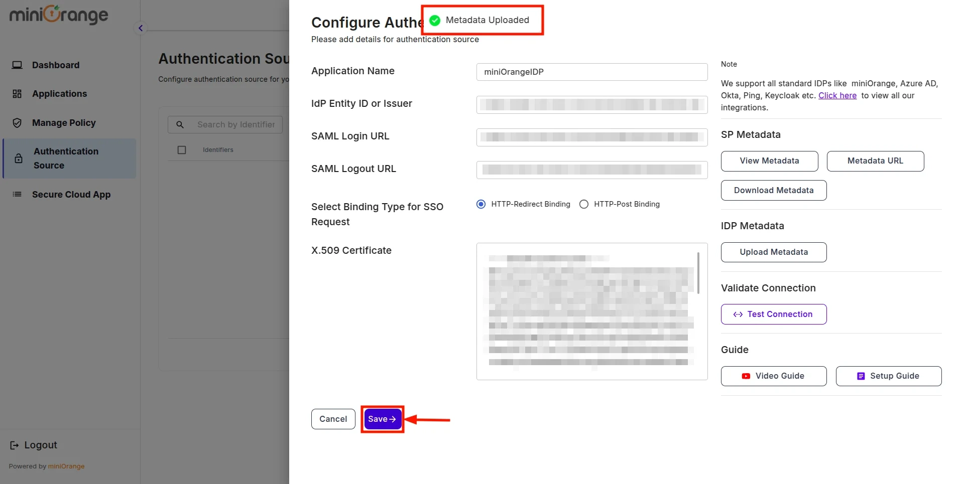 Google workspace with your Identity Provider- click save