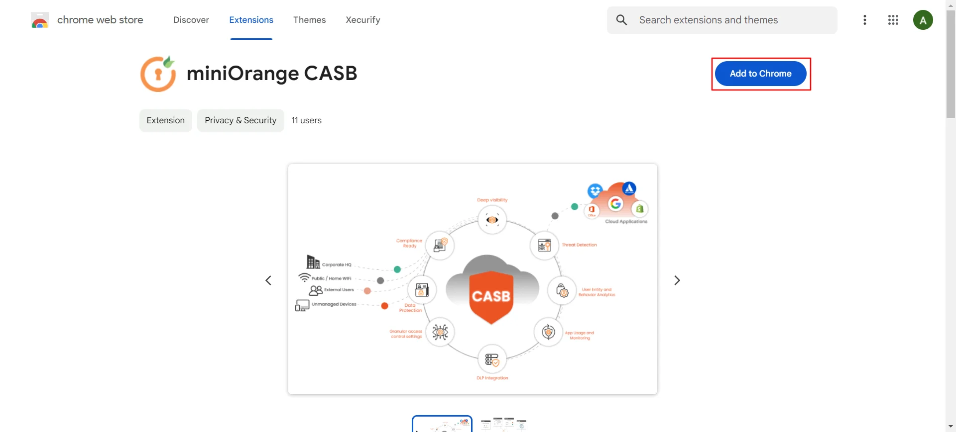 Extension CASB add to chrome
