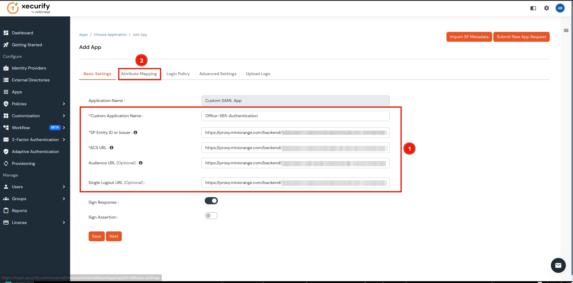 ecure Microsoft Office365 using CASB- saml authenticator