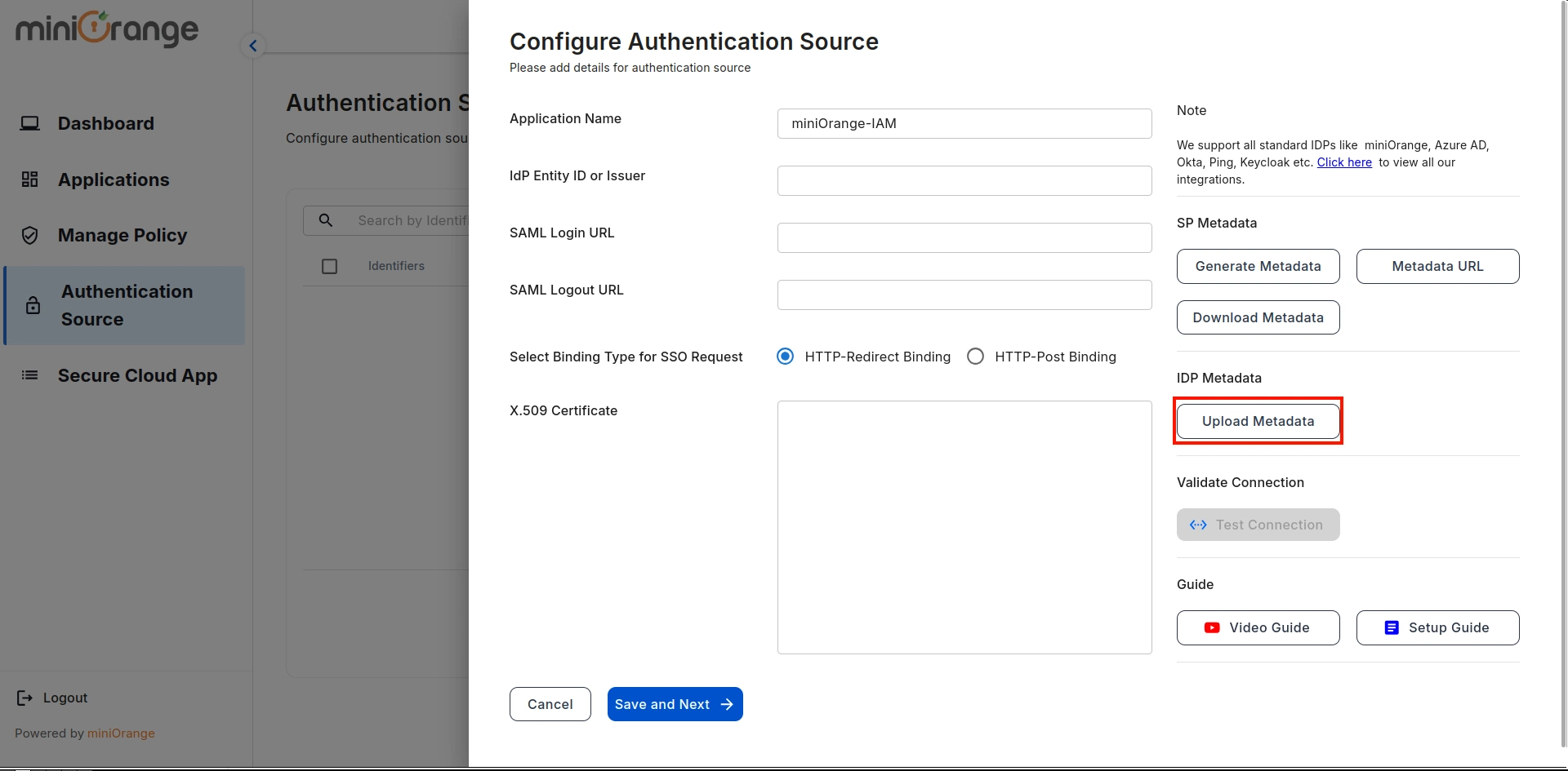ecure Microsoft Office365 using CASB- go to authentication source