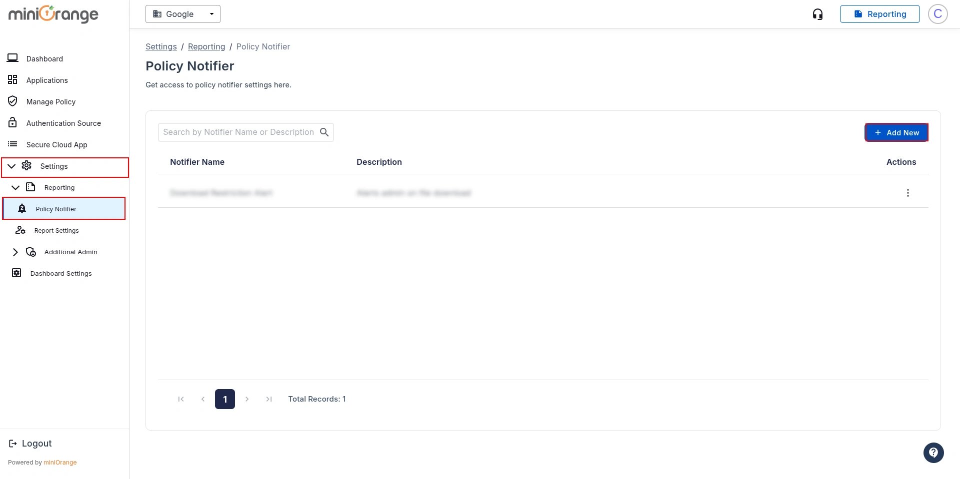 CASB Policy Notifier Settings for Google Drive File Restriction Alerts