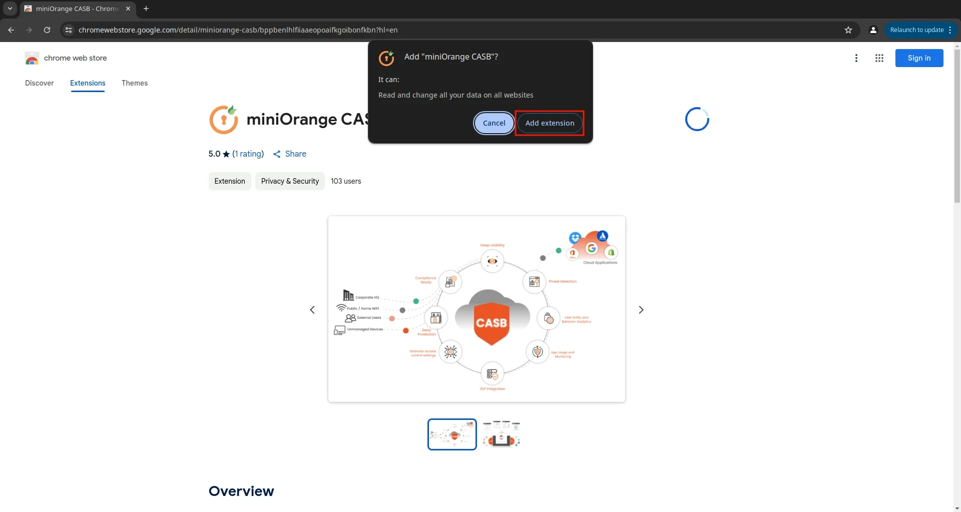 click on add extension