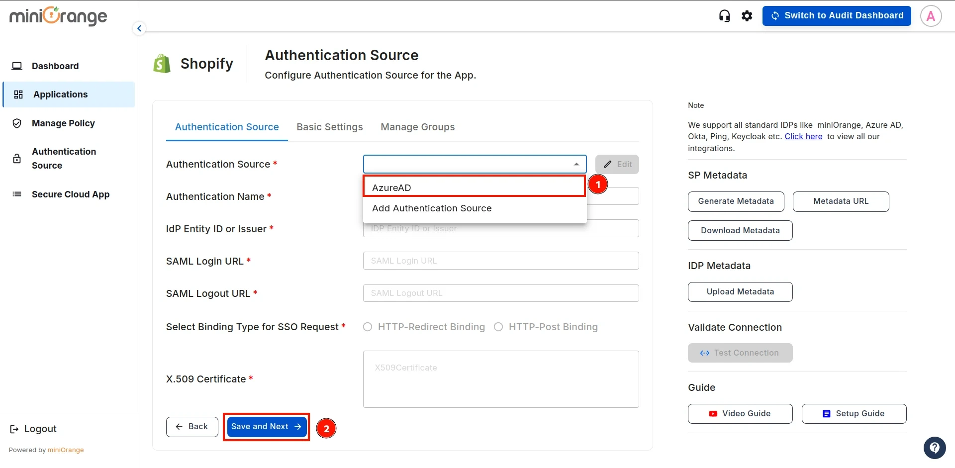 Shopify Non-Plus Admin SSO with Microsoft Entra ID-click save | configure Shopify into Microsoft Entra ID