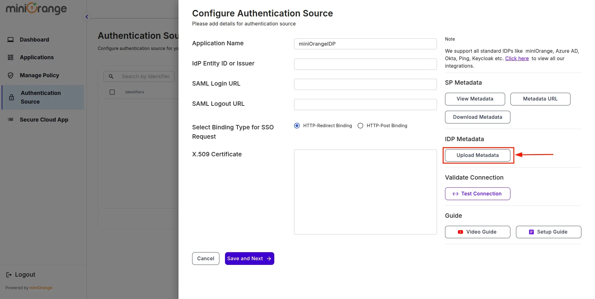 Google workspace with your Identity Provider- Configure Authentication Source