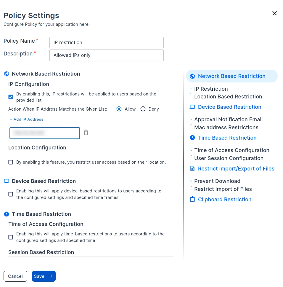 CASB IP Restriction Policy Configuration for Google Workspace VM Access Control