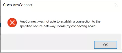 Cisco AnyConnect VPN MFA/2FA two-factor authentication: Connecction error