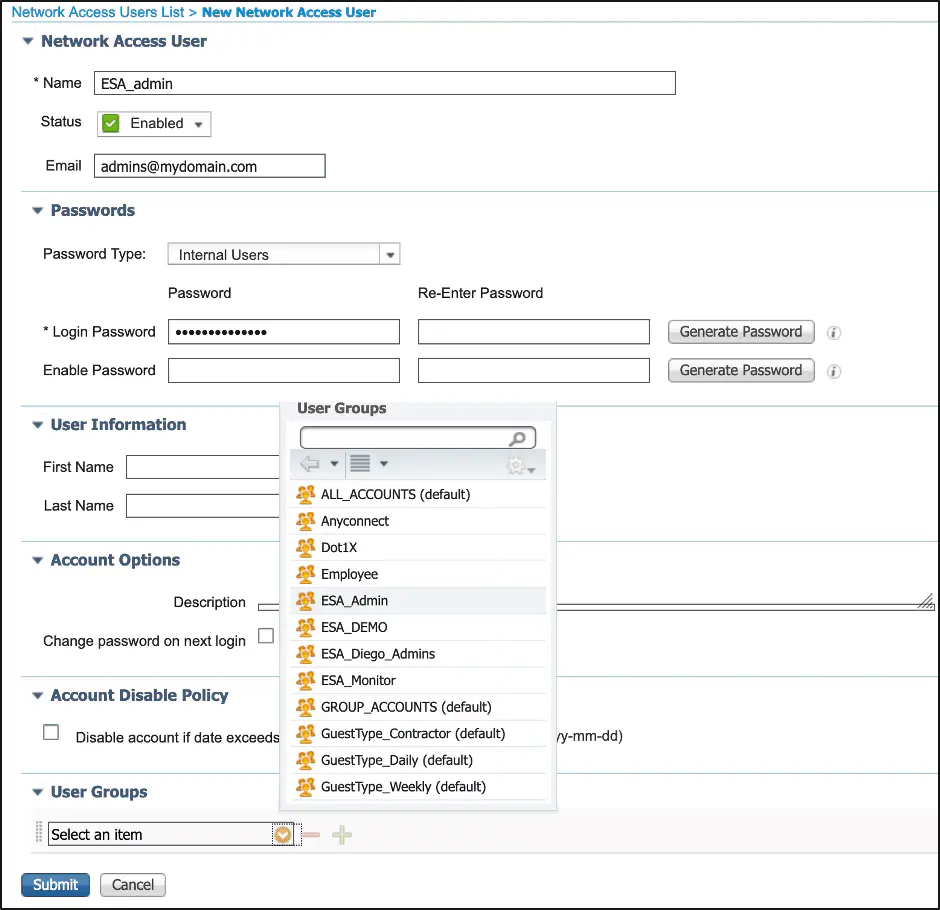 MFA 2FA Multi-Factor / Two-Factor Authentication for Cisco ESA : Create User