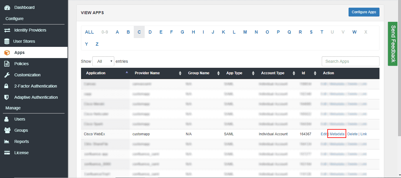 Cisco Webex Two-Factor Authentication (2FA/MFA): saml metadata link
