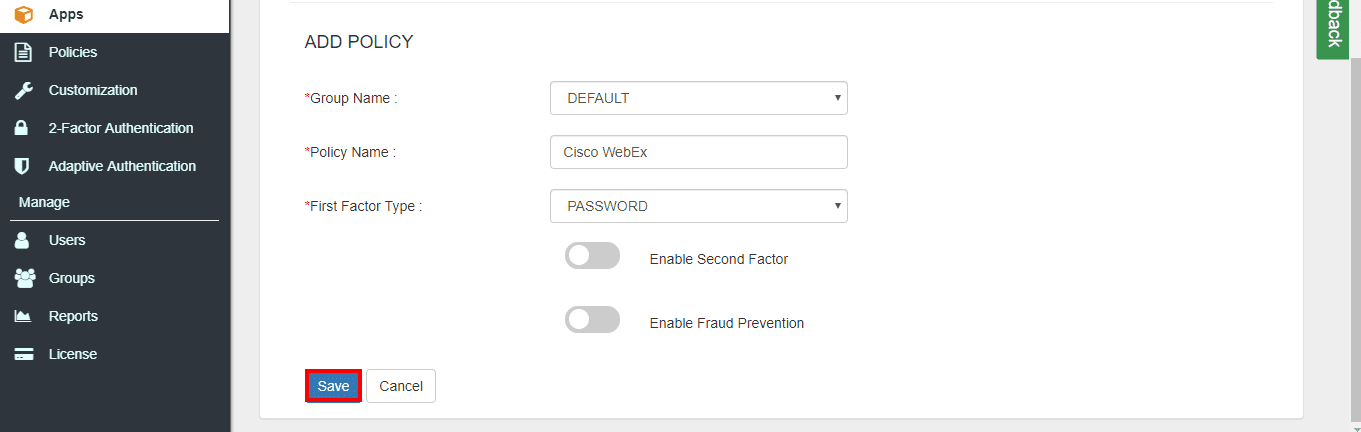 Cisco Webex Two-Factor Authentication (2FA/MFA): saml policy