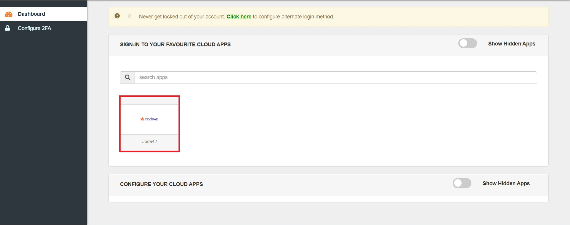 Code42 Single Sign-On (SSO) manage apps