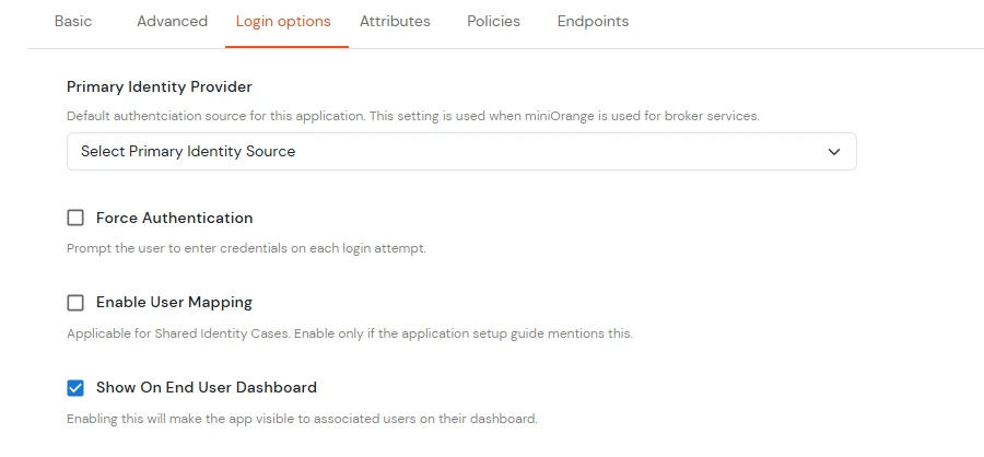 miniOrange Identity Platform Admin Handbook: Navigate to Login options tab