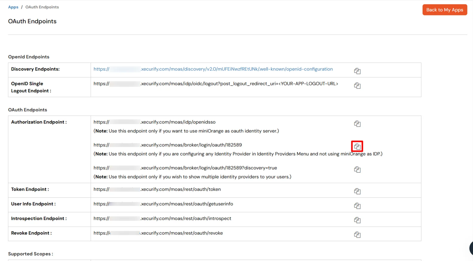 JavaScript OAuth Single Sign-On (SSO) Copy the Authorization Endpoint