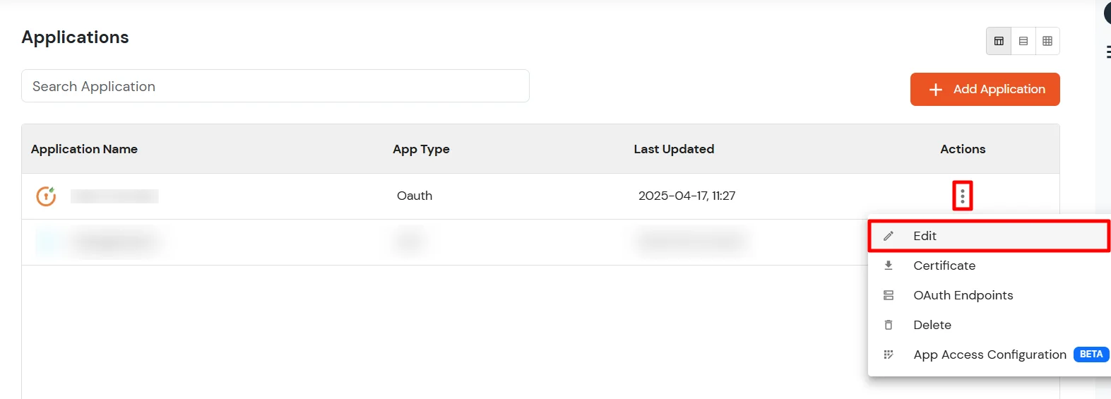 JavaScript OAuth Single Sign-On (SSO) click on three dot and select edit