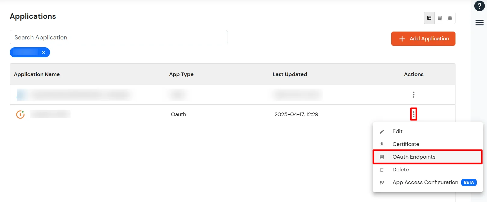 JavaScript OAuth Single Sign-On (SSO) Search for app and select OAuth Endpoints