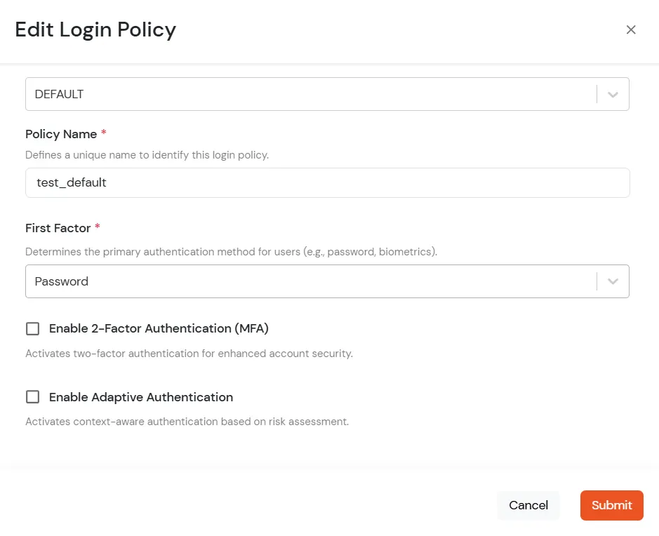 Edit Login Policy