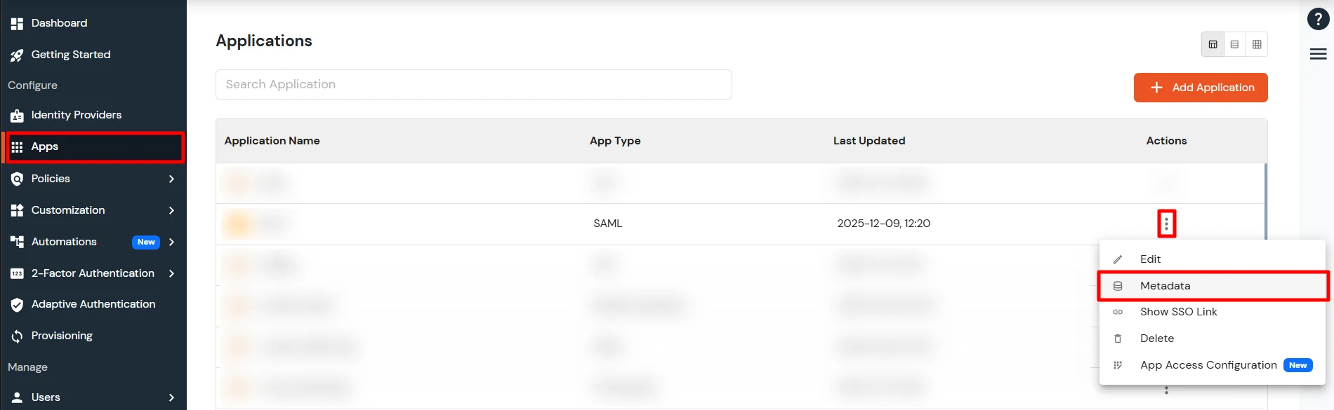 Oracle Fusion ERP SAML SSO: Go to Metadata link