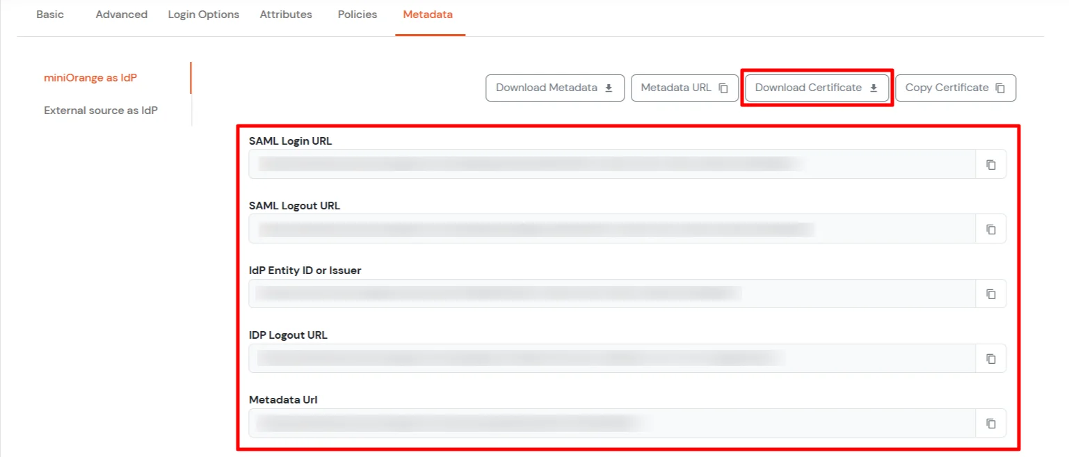 Configure Slack SSO: Keep IdP Metadata details