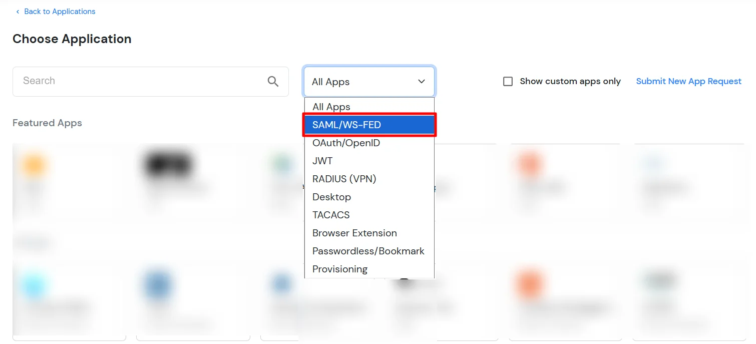 OWA SSO choose app type