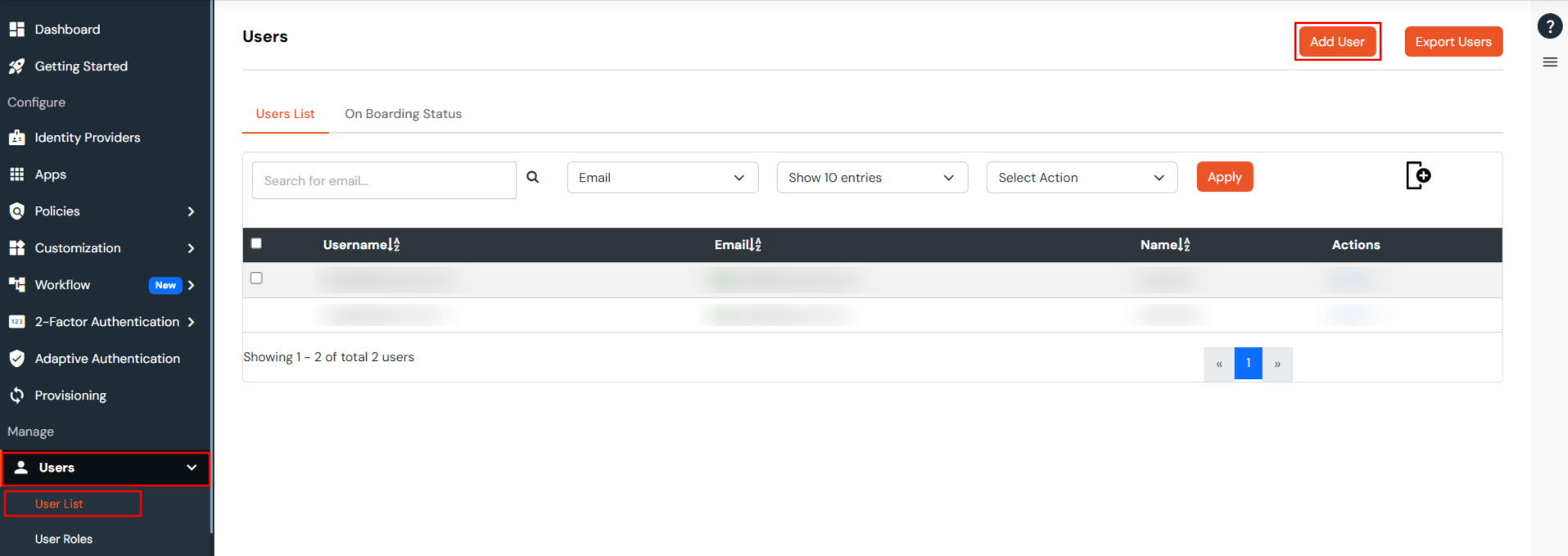  2FA: Add users via bulk upload