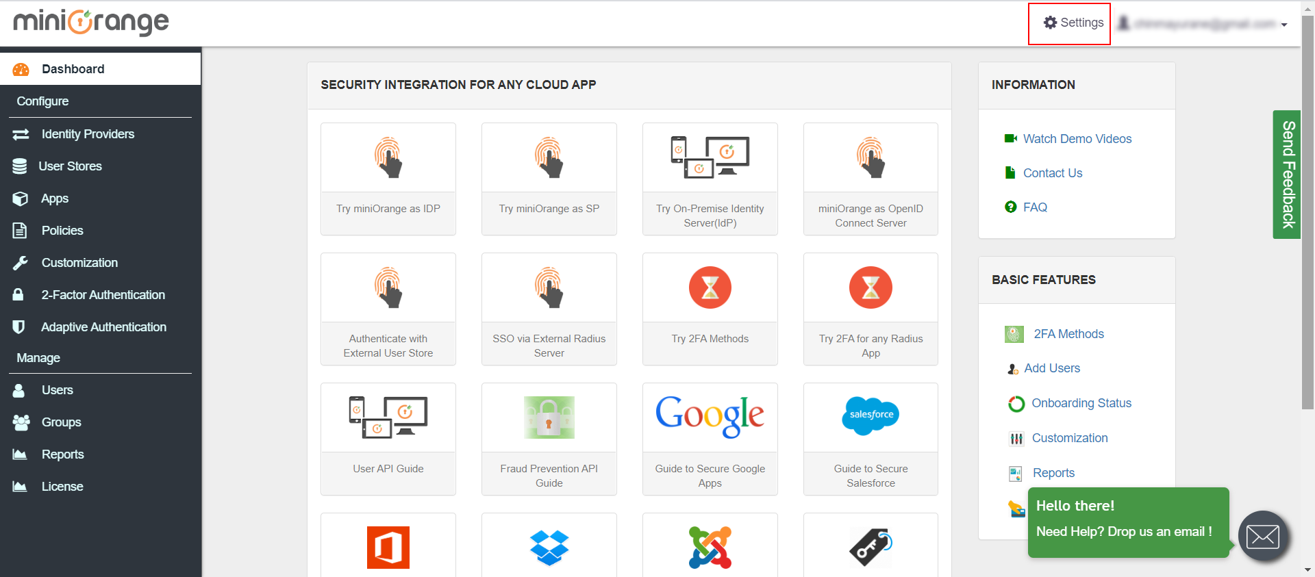 MFA/Two Factor Authentication(2FA) for Parallels Desktop miniOrange dashboard