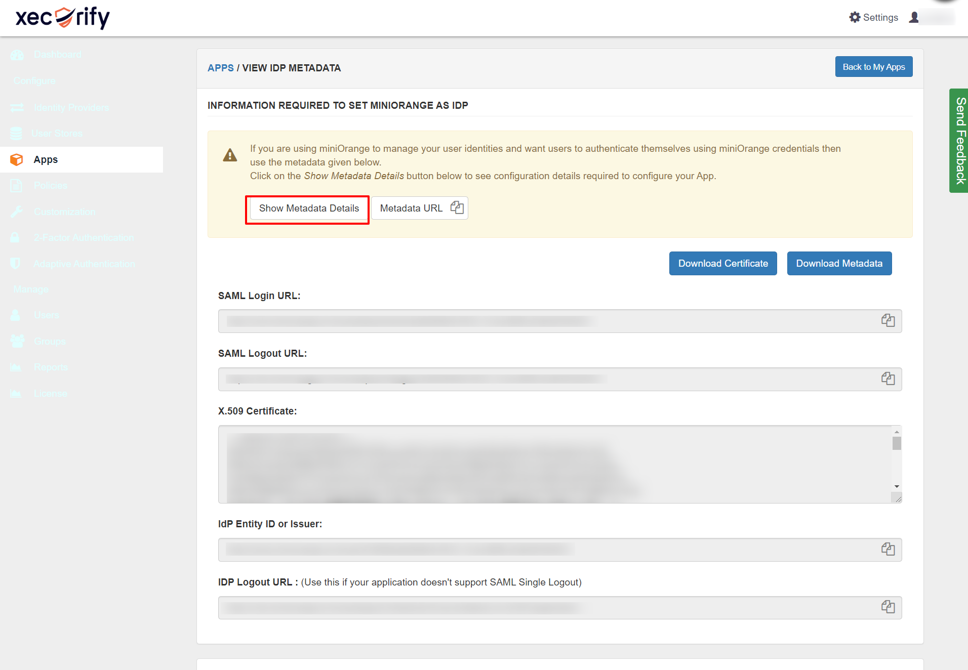 Two factor-authentication for osTicket | Support Ticketing System:show_miniorange_idp_metadata